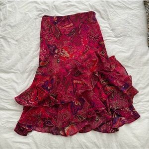 2000’s Girly Paisley Ralph Lauren Chaps Midi Ruffle Skirt